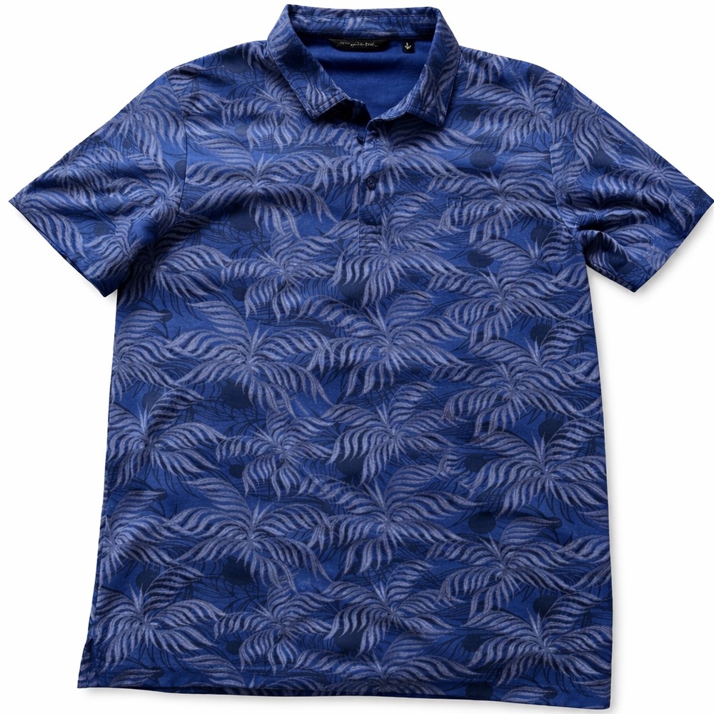 Travis Mathew Navy Leaf Print Polo